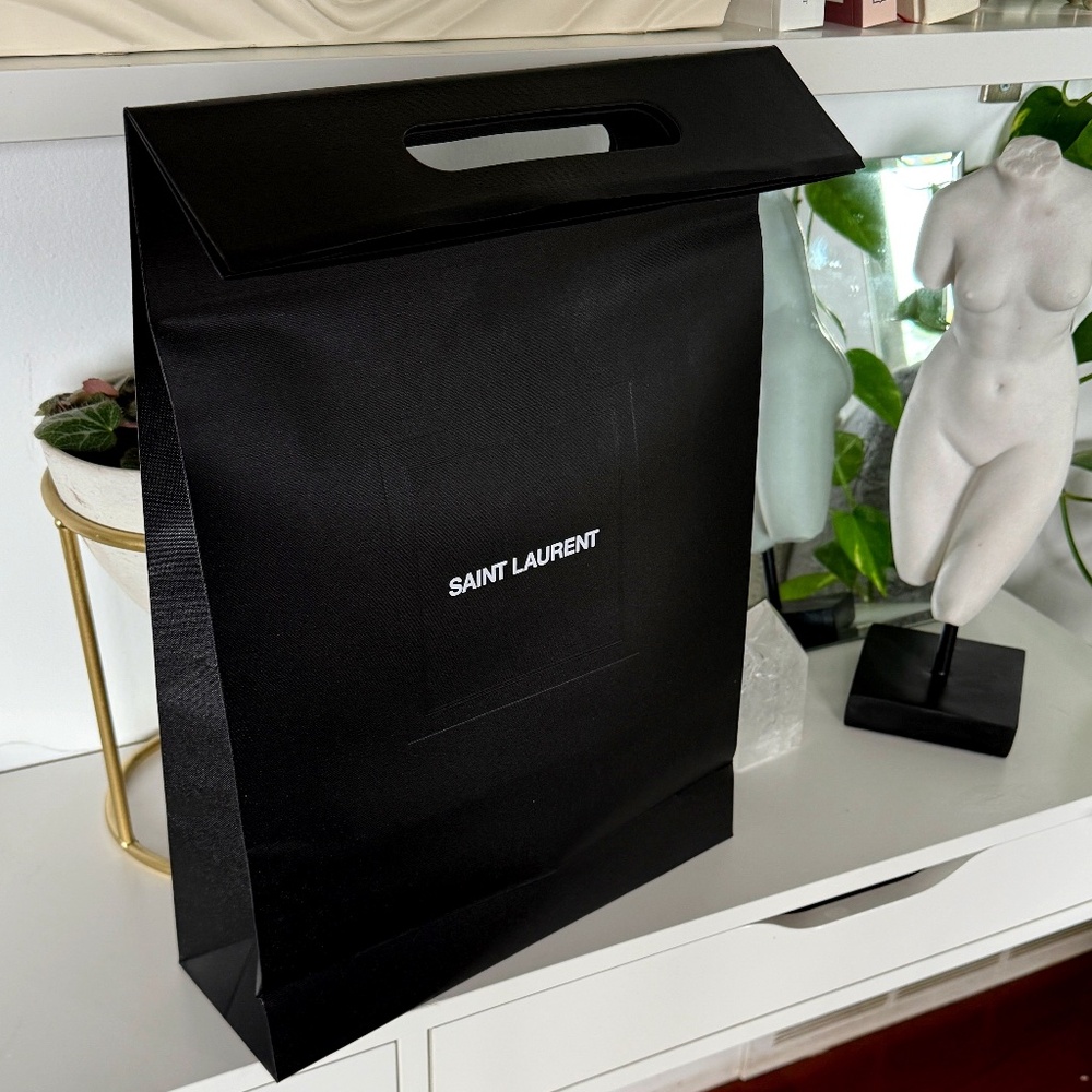 YSL Authentic Saint Laurent Shopping Bag - 20x12 Large Black Designer Packaging